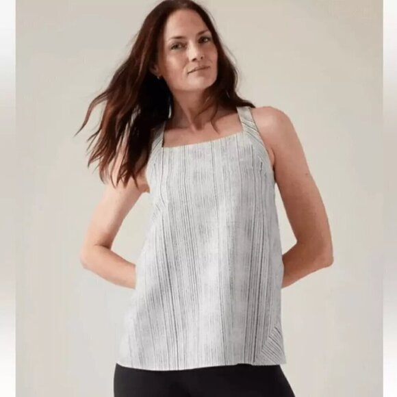 ATHLETA Arrival Tank Amara Stripe Size XS White & Black Strip #587950 - MSRP $79 - Picture 5 of 5